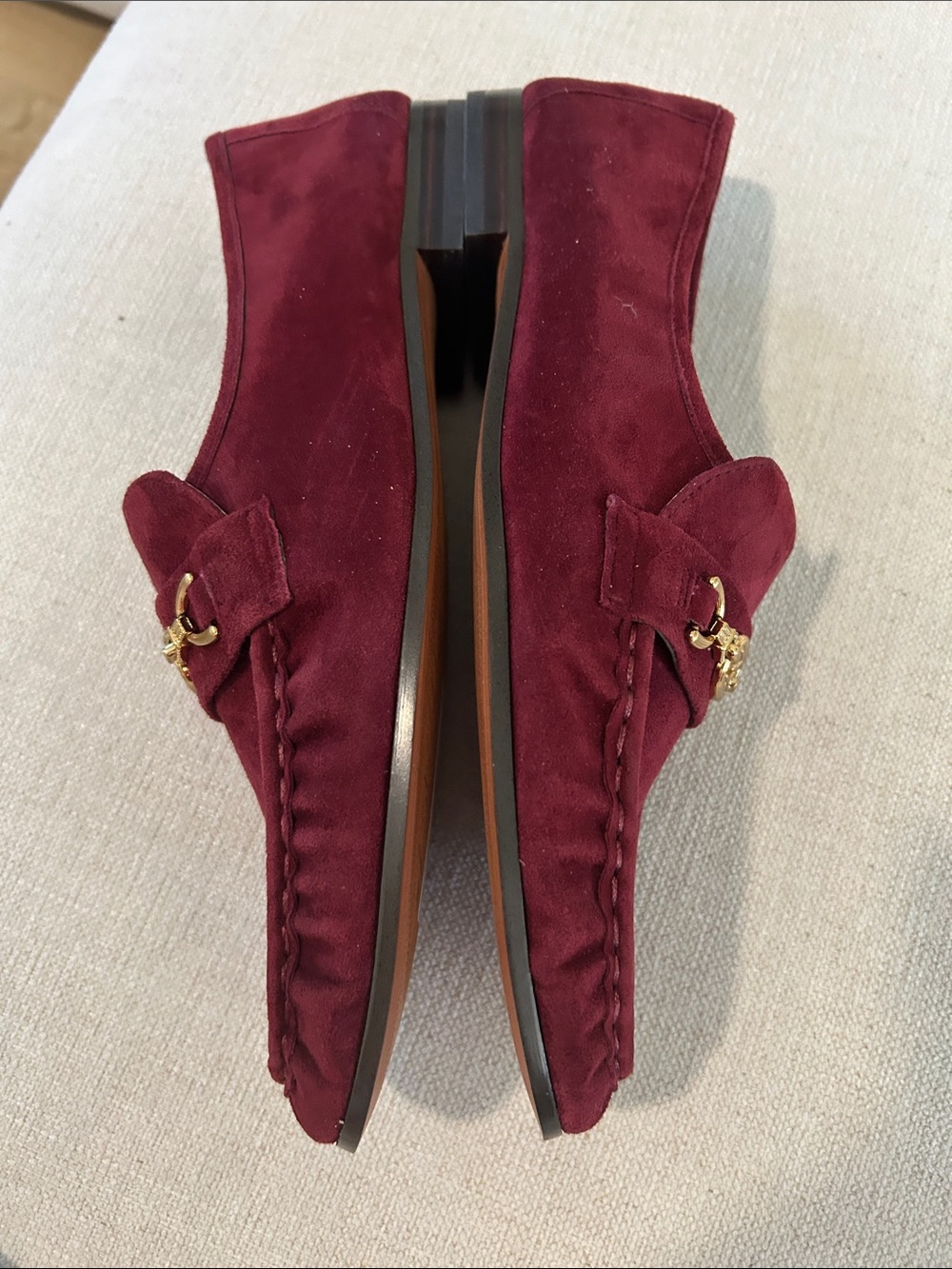 Sam Edelman Loraine loafers, deep burgundy suede, Gold Horse bit, Size 10.5, NWO - Picture 3 of 7